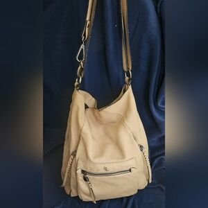 Elliott Lucca crossbody bag cream leather adjustable strap tote shoulder purse